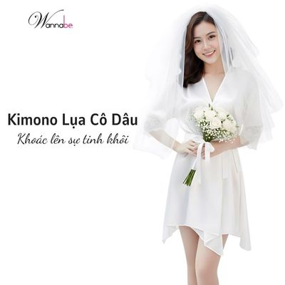 Áo choàng kimono lụa cô dâu WANNABE áo khoác chụp hình cưới ngọt ngào và kỉ niệm đêm tân hôn KIS47