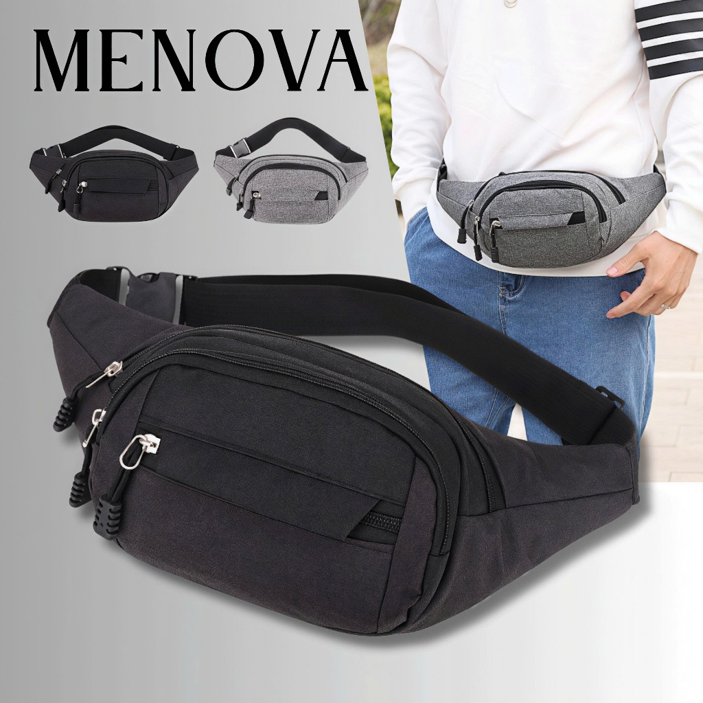 Túi Bao Tử Mini, Túi Đeo Hông, Túi Đeo Chéo Nam Nữ Nhỏ Gọn Vải Canvas Chống Nước Chống Xước, 4 Ngăn