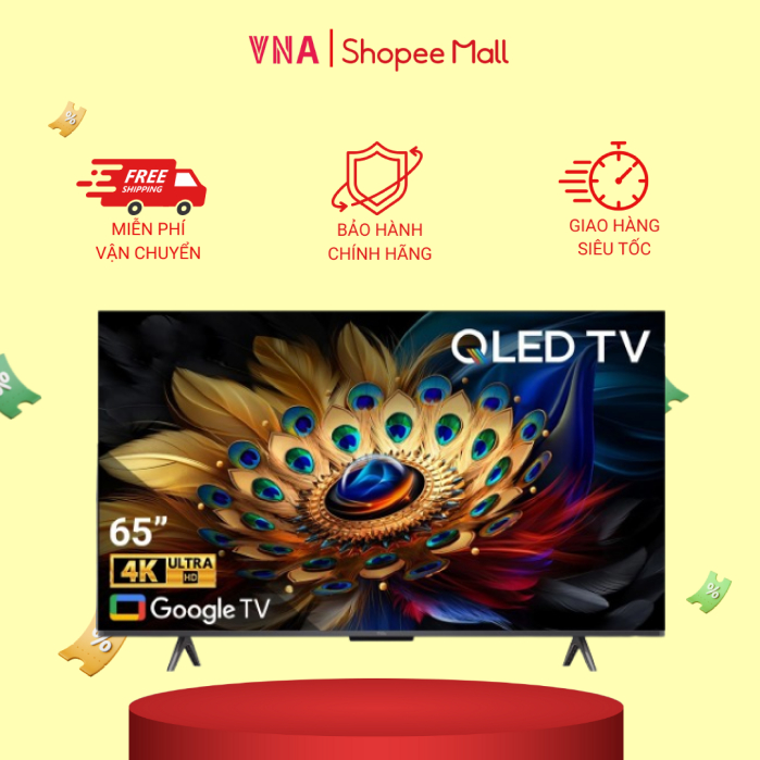 Google Tivi QLED TCL 4K 65 inch 65C655 - Bảo hành chính hãng 24 tháng