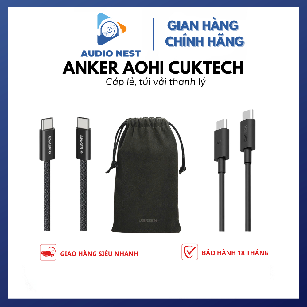 Thanh Lý Đồ Túi Vải Cáp Lẻ Anker Cuktech Aohi Sharge - Chính Hãng
