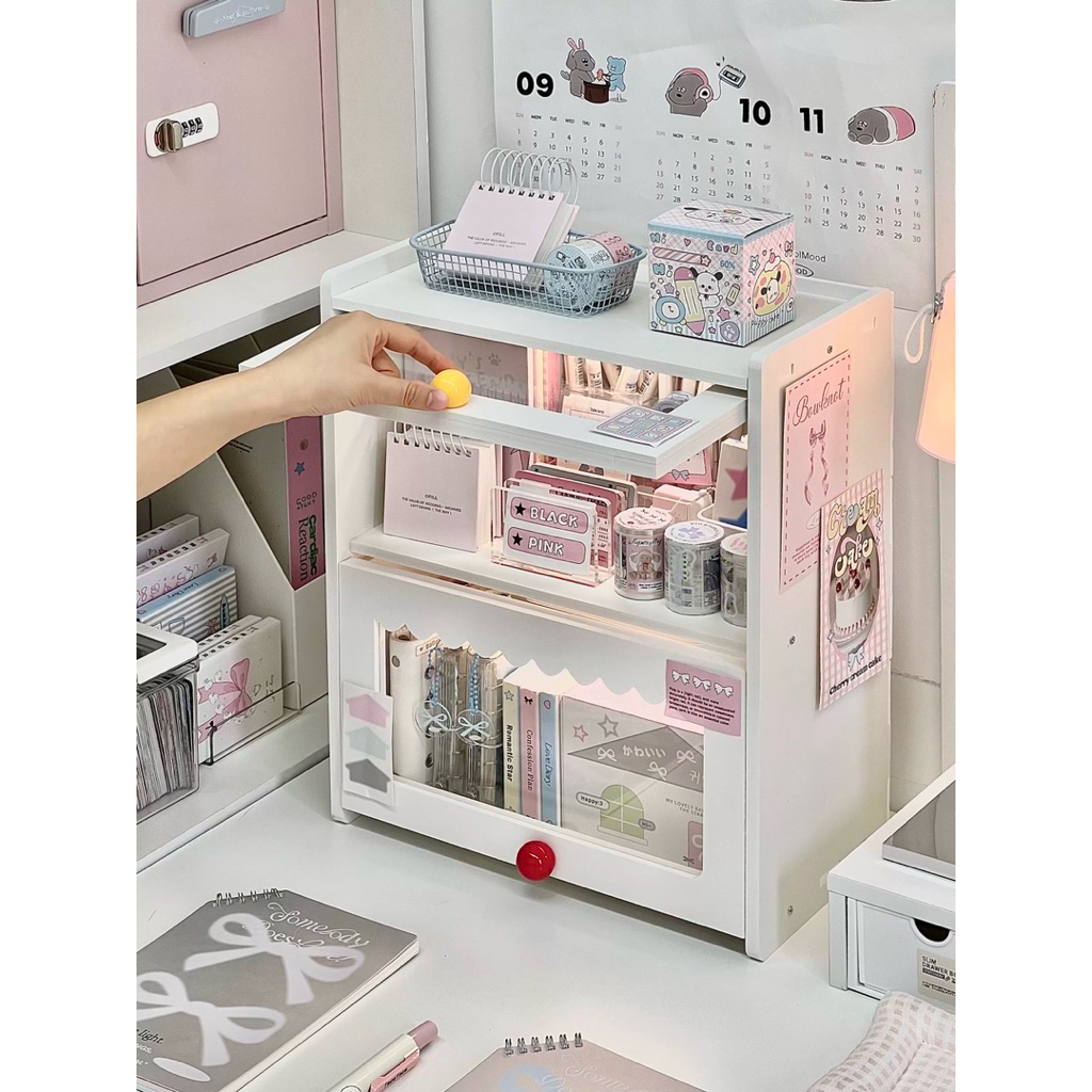 Kệ để đồ dùng học tập 2 tầng xinh yêu, để đồ gọn gàng lại cute