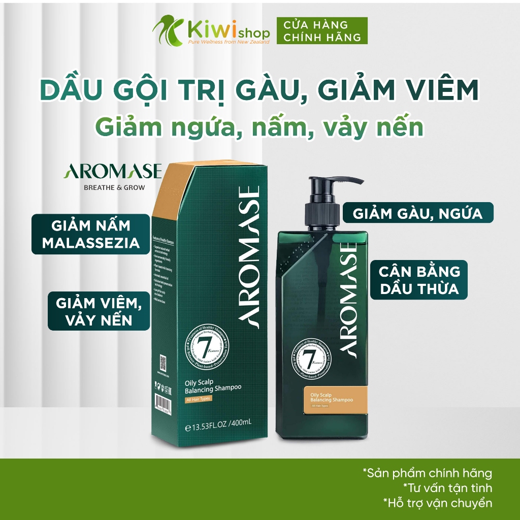 Dầu gội giảm gàu và giảm nhờn da đầu Aromase Oily Scalp Balancing Shampoo 90ml