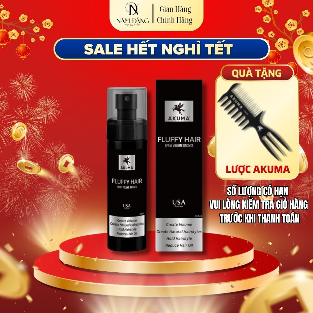 Xịt Bồng Bềnh Phồng Tóc AKUMA Fluffy Hair 120ml