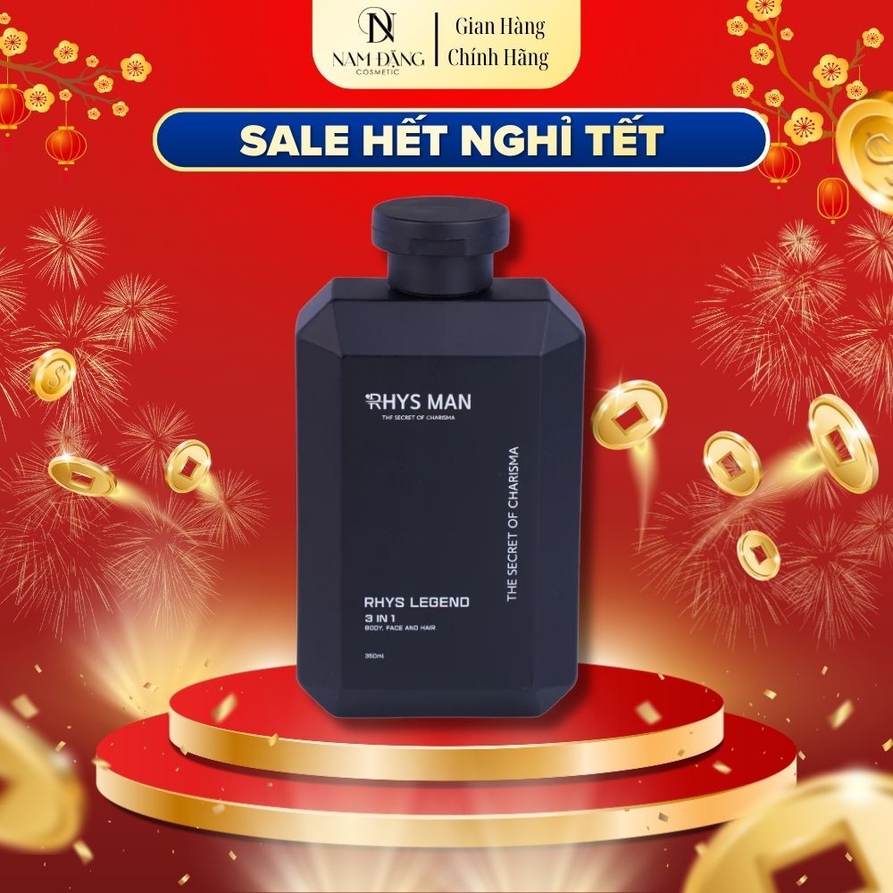 Sữa tắm gội rửa mặt nam 3in1 RHYS MAN hương nước hoa Rhys Legend 350ml