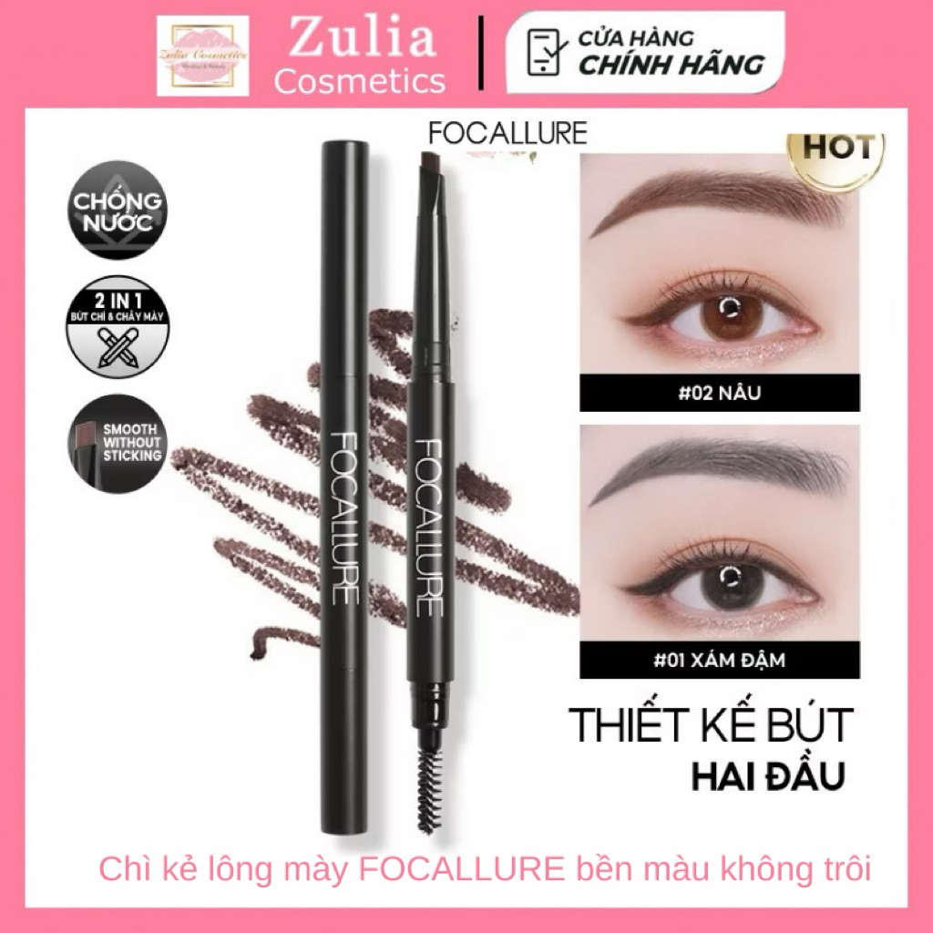 [FOCALLURE] Chì Kẻ Chân Mày FOCALLURE 2 đầu vỏ đen, Auto Brows Pen (FA18)