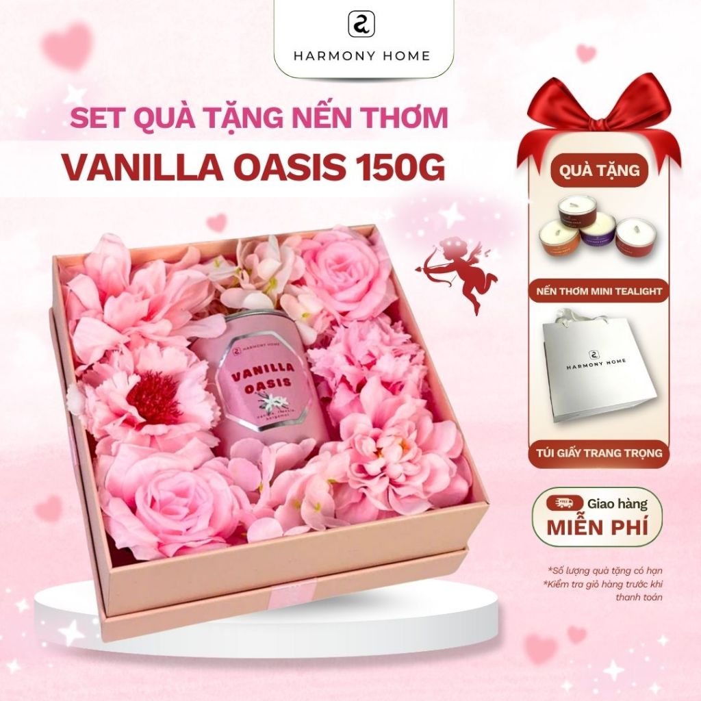 Set Nến Thơm Quà Tặng Vanilla Oasis [A] Harmony Home: Quà 8/3, Quà Sinh Nhật, 20/10, 20/11
