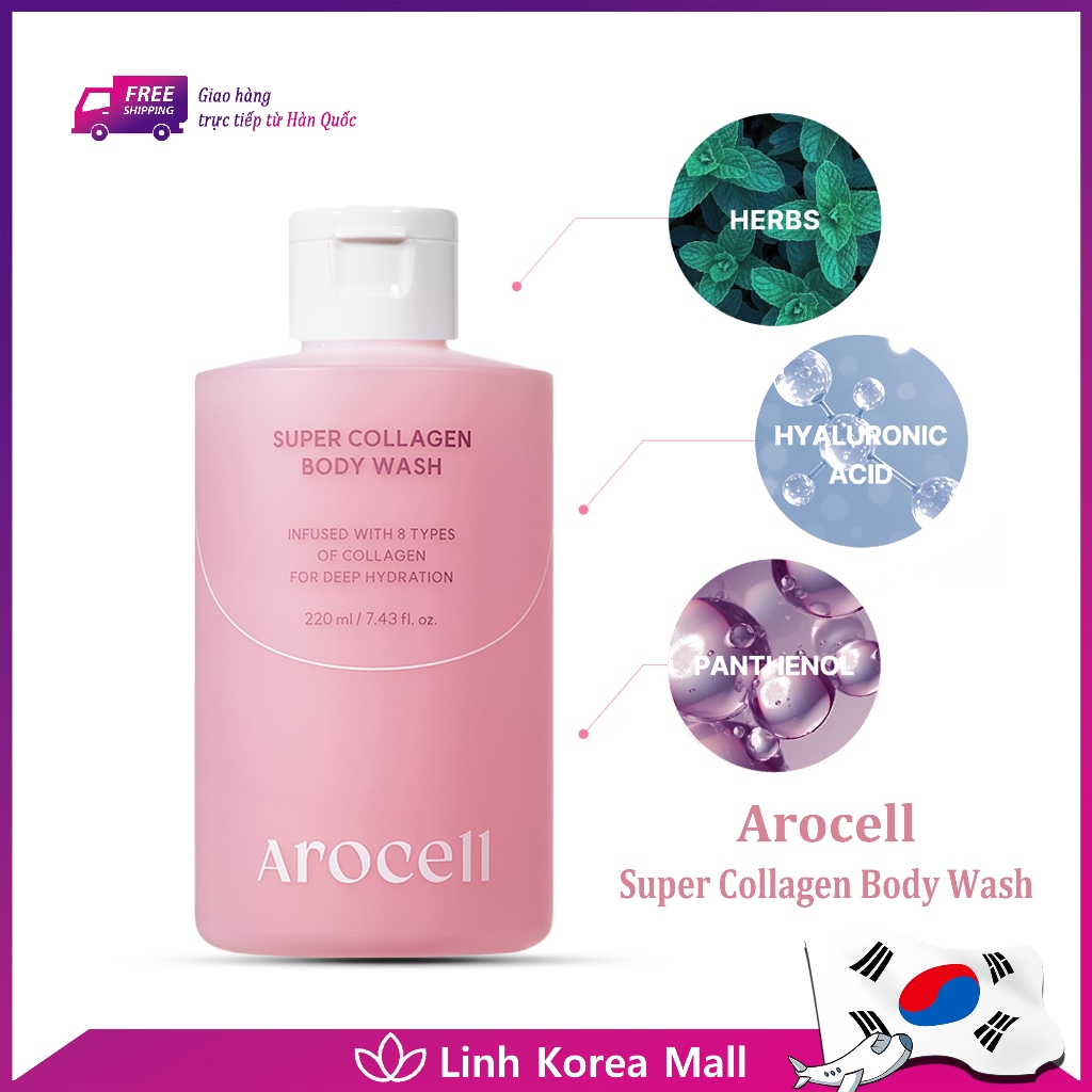 Sữa tắm collagen Arocell Super Collagen Body Wash 220ml