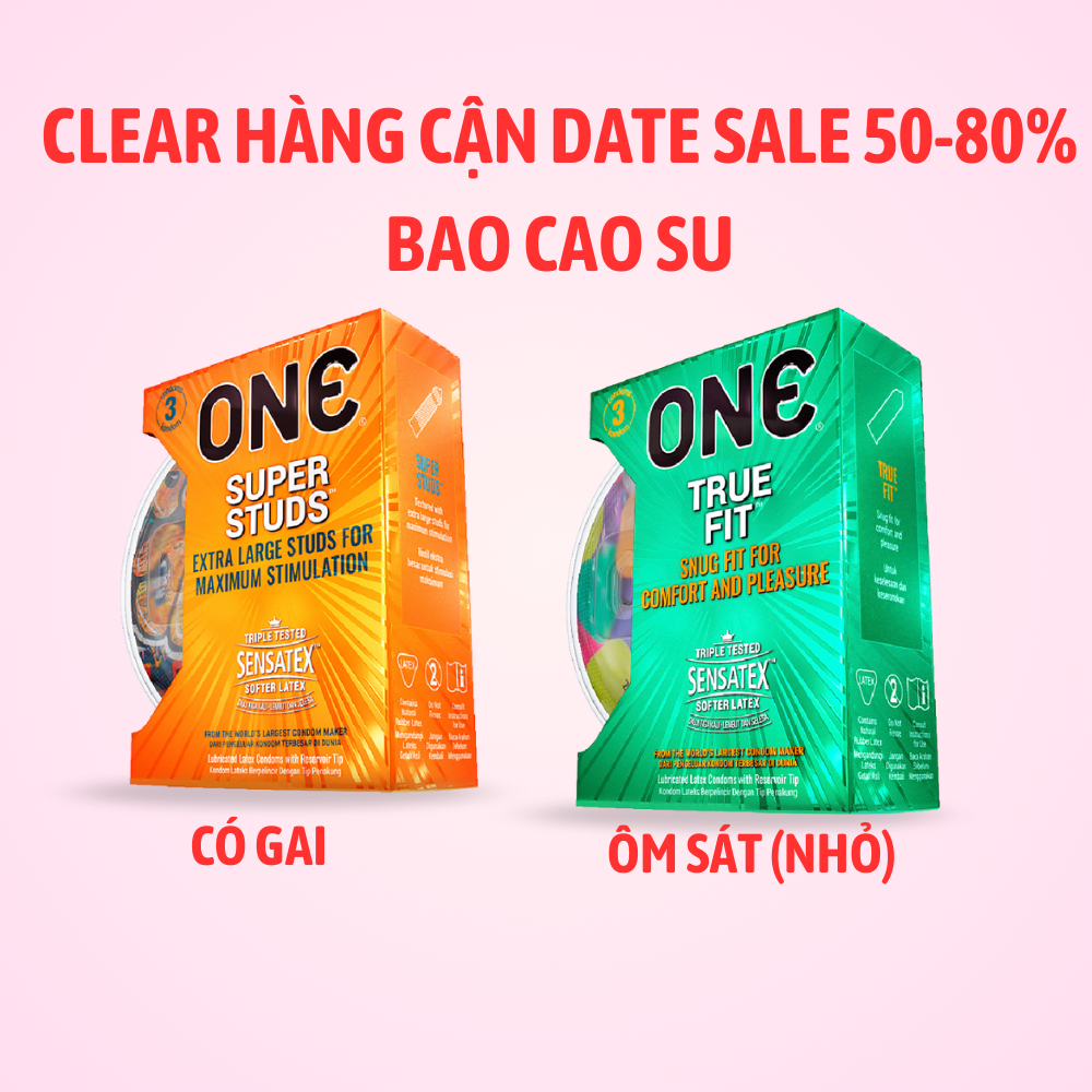 [Sale xả hàng] Bao cao su One hộp 3 cái, hàng cận date 2028