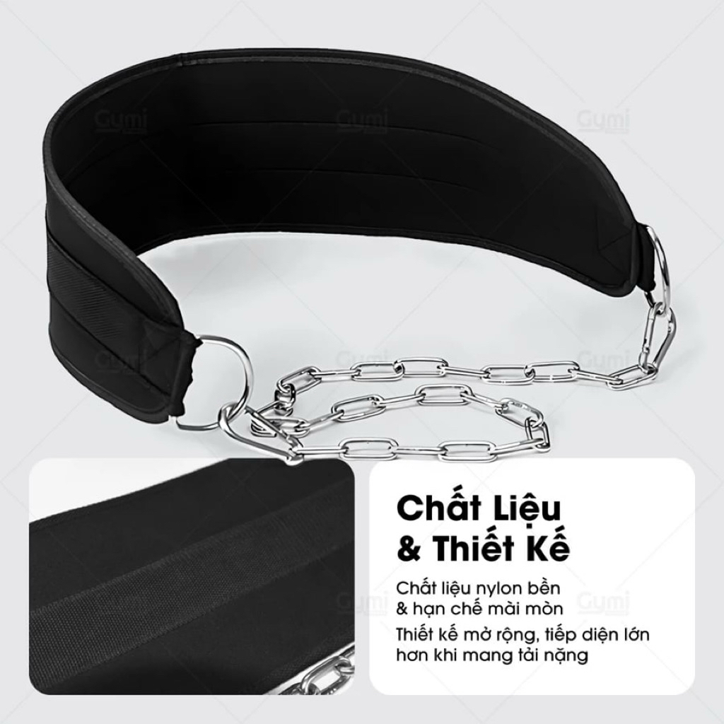 "Đai lưng xích móc tạ dip belt - Giải pháp hoàn hảo cho gym, hỗ trợ tập dips, kéo xà và squat