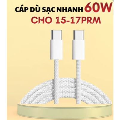 Cáp sạc vải dù PD60 cho iphone 15-17