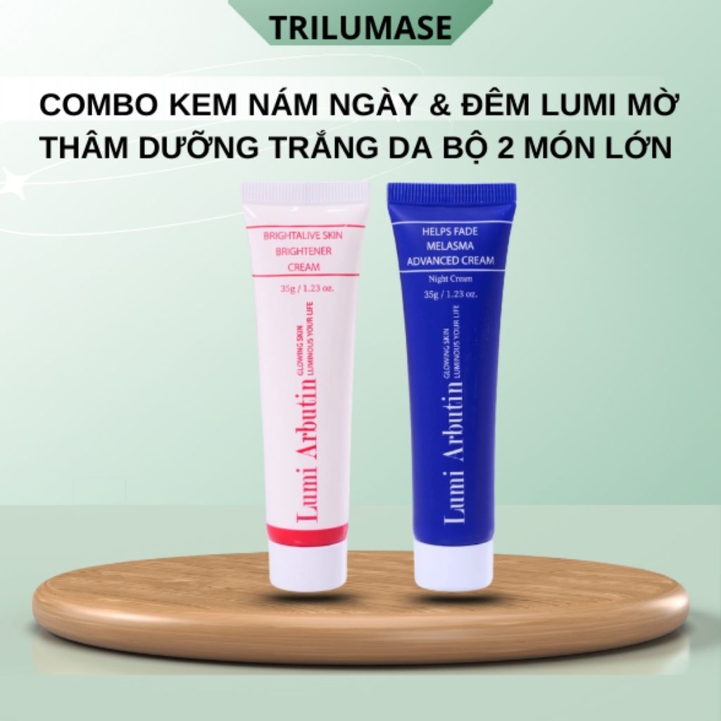 Combo Kem Nám Lumi Arbutin Ngày Đêm  Mờ Thâm Nám, Sáng Da, Đều Màu Bộ 2 Món