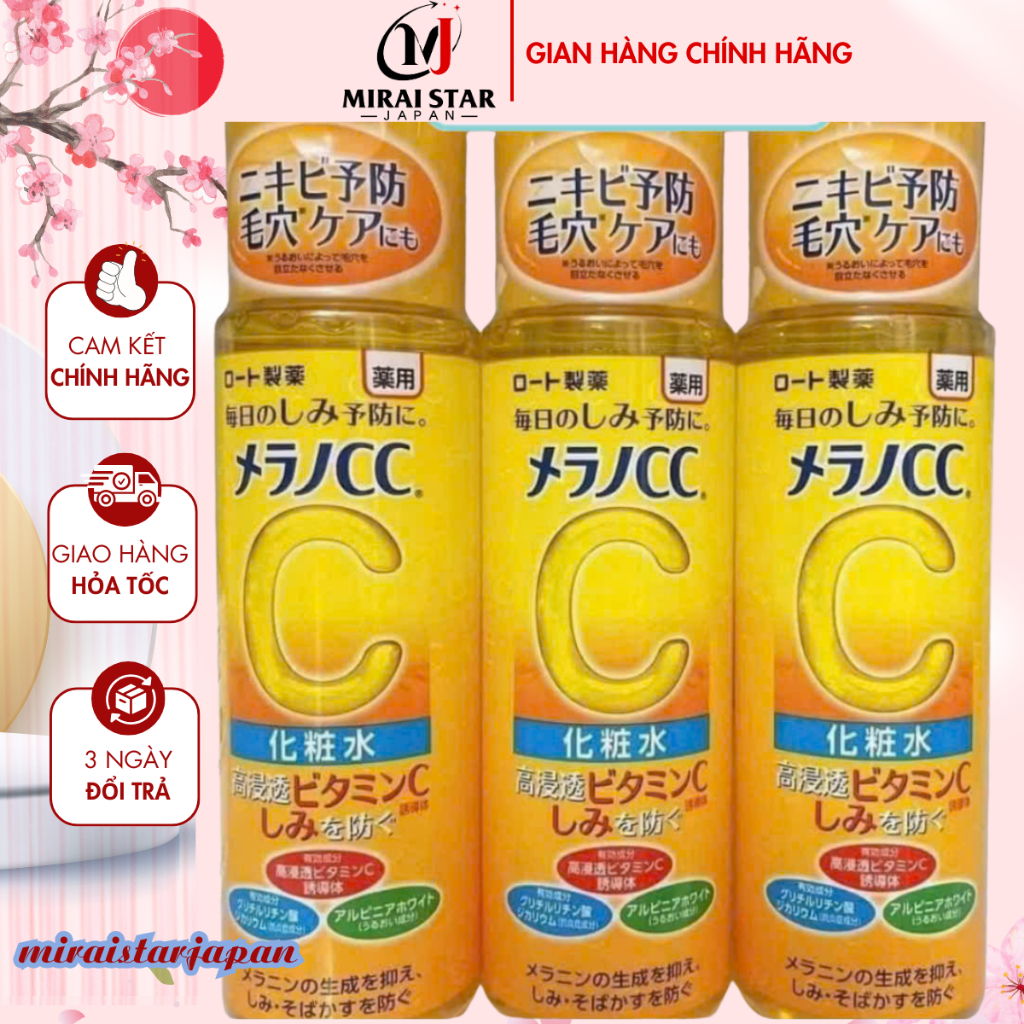 Nước hoa hồng Melano CC Rohto dưỡng trắng ngừa thâm melano CC nội địa Nhật 170ml