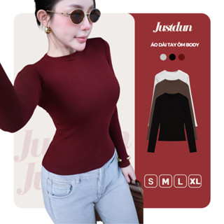 Áo Thun Giữ Nhiệt Nữ Dài Tay JUSTDUN A8 Cổ Tròn, Cotton Mịn Dày Dặn, Siêu Co Giãn Mềm Mại, Tôn Dáng ,Giữ Nhiệt