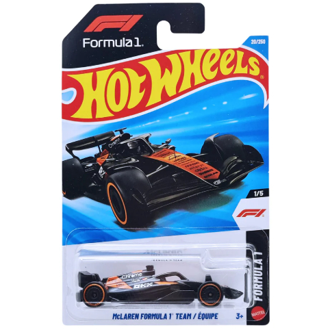 Xe mô hình tỉ lệ 1:64 CHÍNH HÃNG Hot Wheels Basic Mainline McLaren Formula 1 Team / Équipe