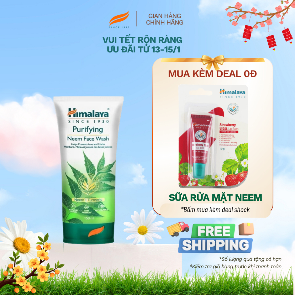 Sữa rửa mặt dịu nhẹ giúp giảm mụn chiết xuất từ lá neem Himalaya Purifying Neem Face Wash 150ml