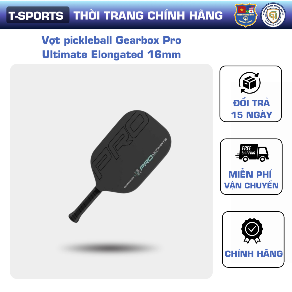 Vợt pickleball Gearbox Pro Ultimate Elongated 16mm - Siêu phẩm cao cấp cho lối chơi kiểm soát
