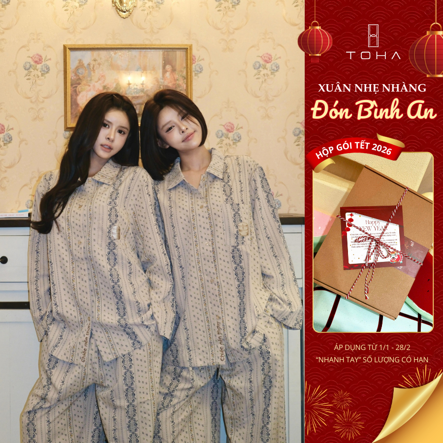 [TET's COLLECTION] TOHA Homewear Set Pijama Unisex Form Rộng Thoáng Mát Mềm Mịn - Đốt Nến Thơm