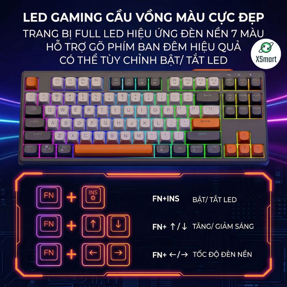 Bàn Phím Không Dây Bluetooth PIN Sạc M87 LED Giả Cơ Gõ Êm Dùng Cho Máy Tính Laptop Điện Thoại | BigBuy360 - bigbuy360.vn