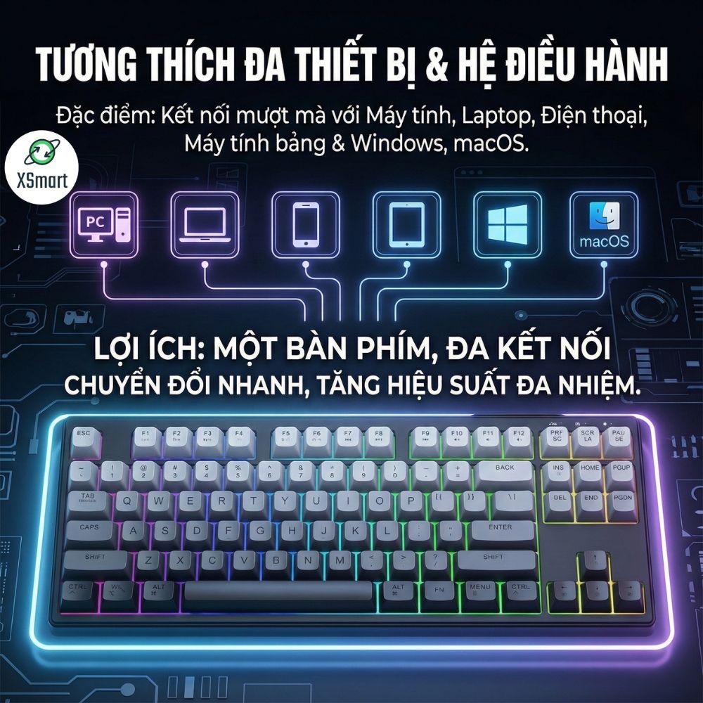 Bàn Phím Không Dây Bluetooth PIN Sạc M87 LED Giả Cơ Gõ Êm Dùng Cho Máy Tính Laptop Điện Thoại | BigBuy360 - bigbuy360.vn