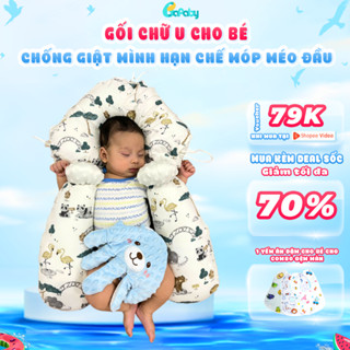 Gối Chữ U Cho Bé Sơ Sinh BAFABY Gối Chống Giật Mình Chống Bẹp Đầu Có Dây Rút Điều Chỉnh - 305