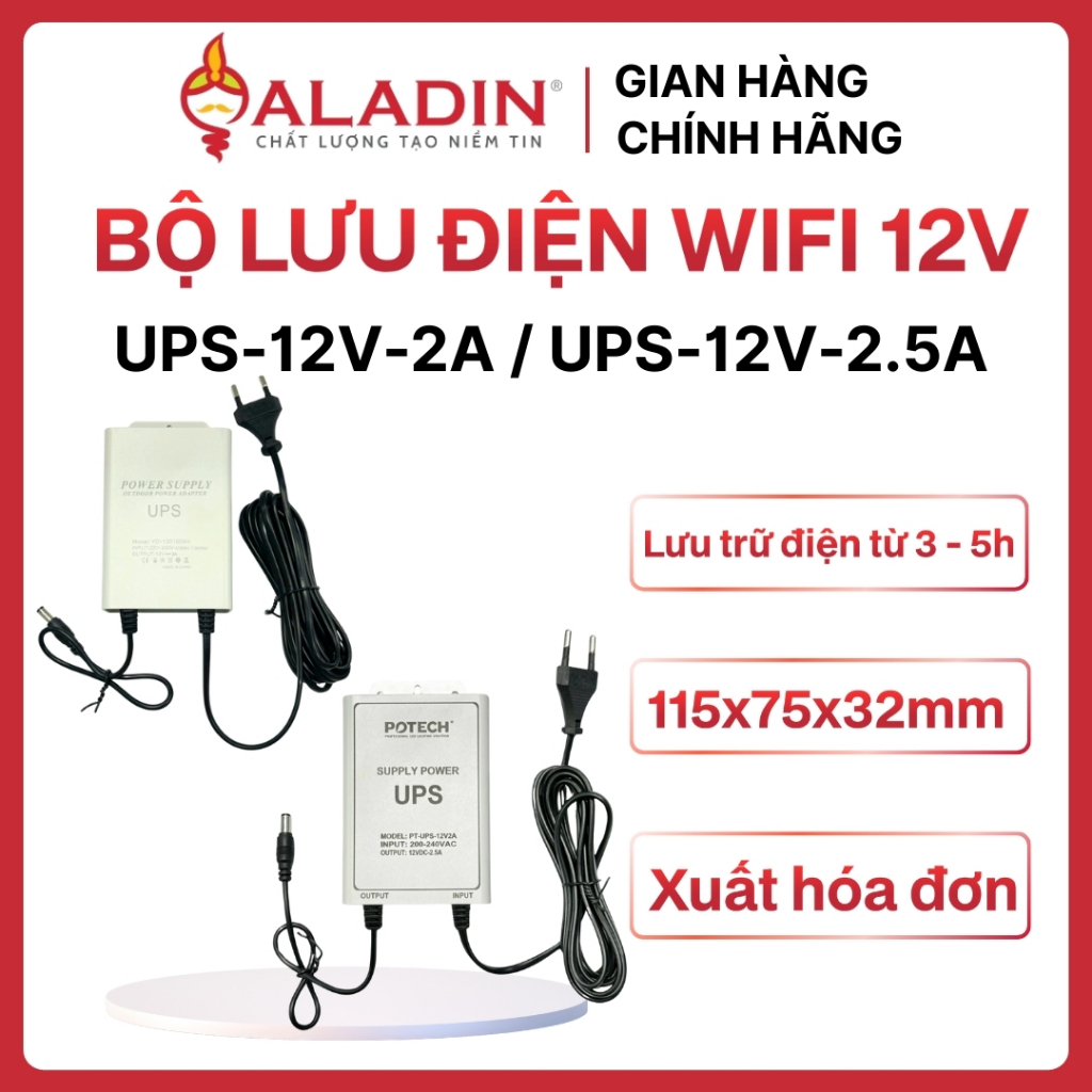 Bộ lưu điện UPS 12V UPS-12V-2A / UPS-12V-2.5A dành cho bộ định tuyến wifi và camera ngoài trời, nguồ