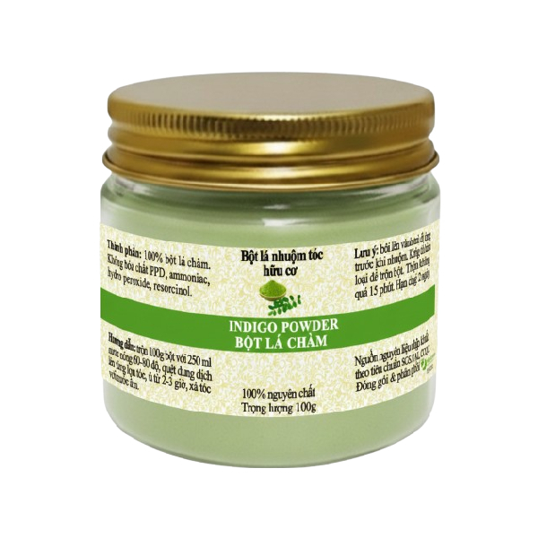 [Màu đen tím 100g] Bột lá chàm indigo phủ bạc, 100% thảo mộc tự nhiên