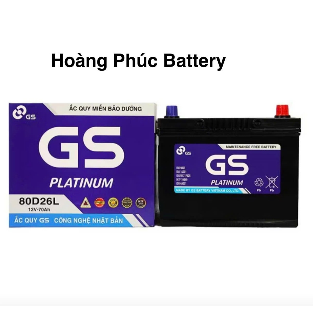 Bình ắc quy 12v khô miễn bảo dưỡng GS MF 80D26L (12V, 70AH)