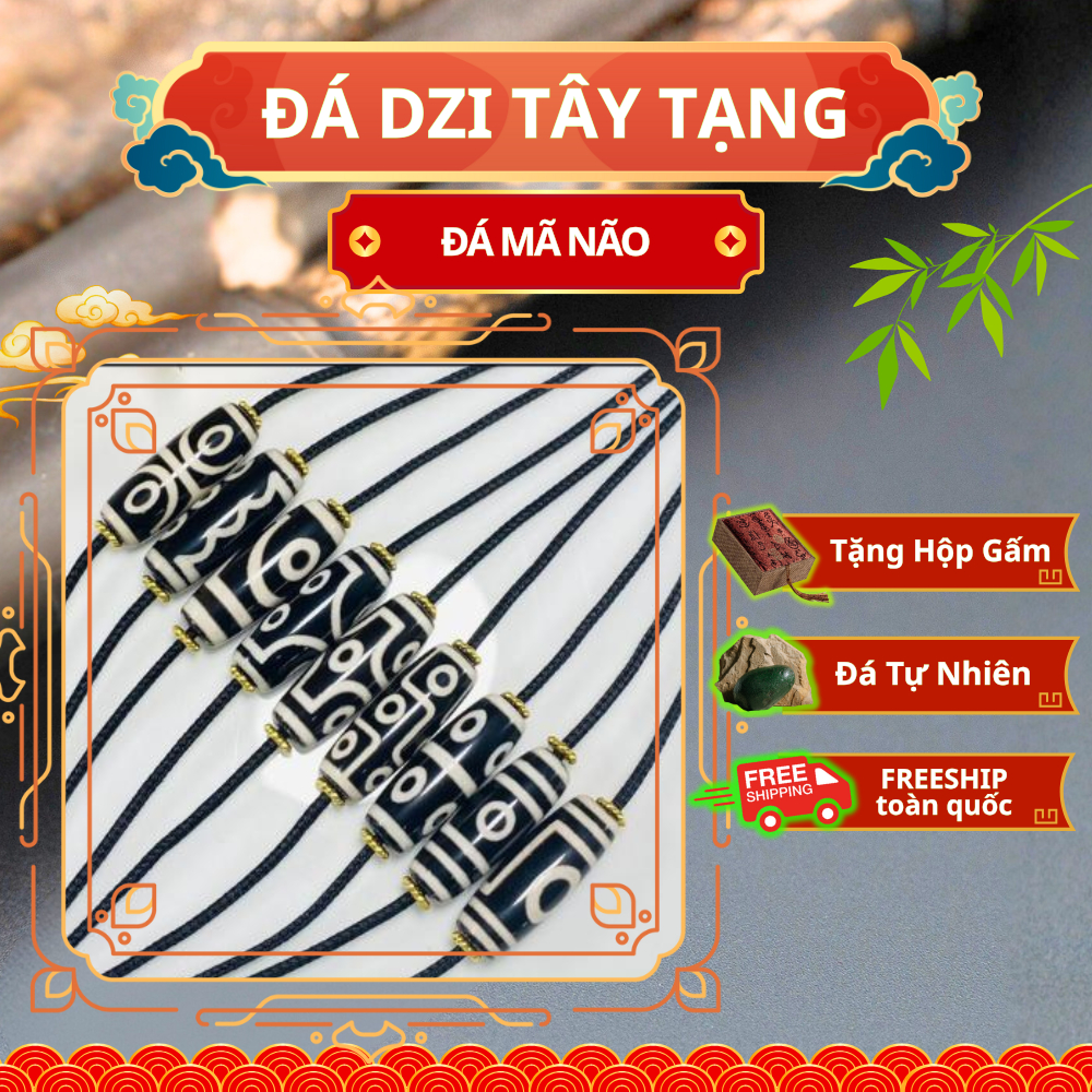 Dây Chuyền DZI,Vòng Cổ Đá Dzi Tây Tạng Phong Thủy Tự Nhiên Hạt Dzi 9 Mắt Trang Sức May Mắn