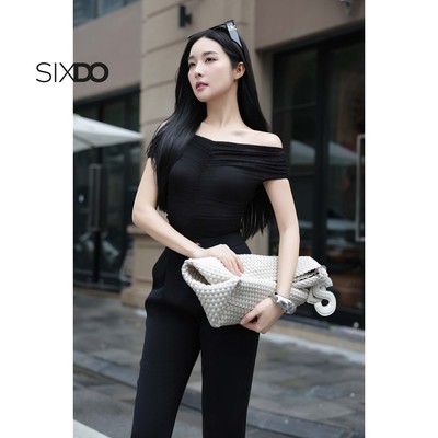 Quần công sở nữ đen dáng baggy SIXDO (Black Woven Baggy Pants)