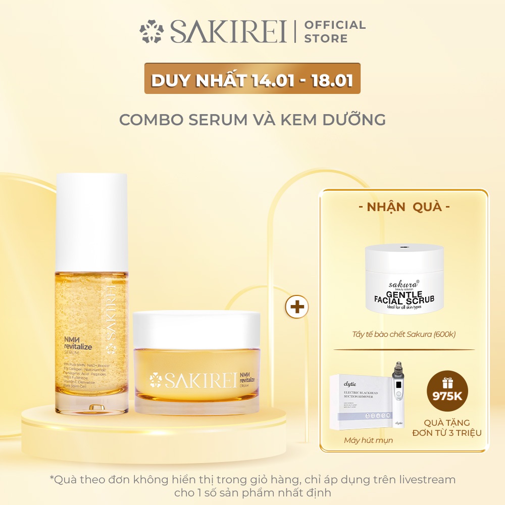 Combo Serum NMN Sakirei và Kem dưỡng phục hồi da Sakirei NMN Revitalize