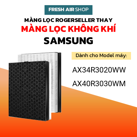 Màng lọc không khí Rogerseller® tương thích Màng Lọc Samsung AX34R3020WW và AX40R3030WM, bộ lọc khôn