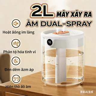[Có Màn Hình Led] Máy Tạo Ẩm Không Khí, Máy Phun Sương, Dung Tích 2L Sử Dụng USB Có Ánh Sáng Ban Đêm Không Gây Ồn