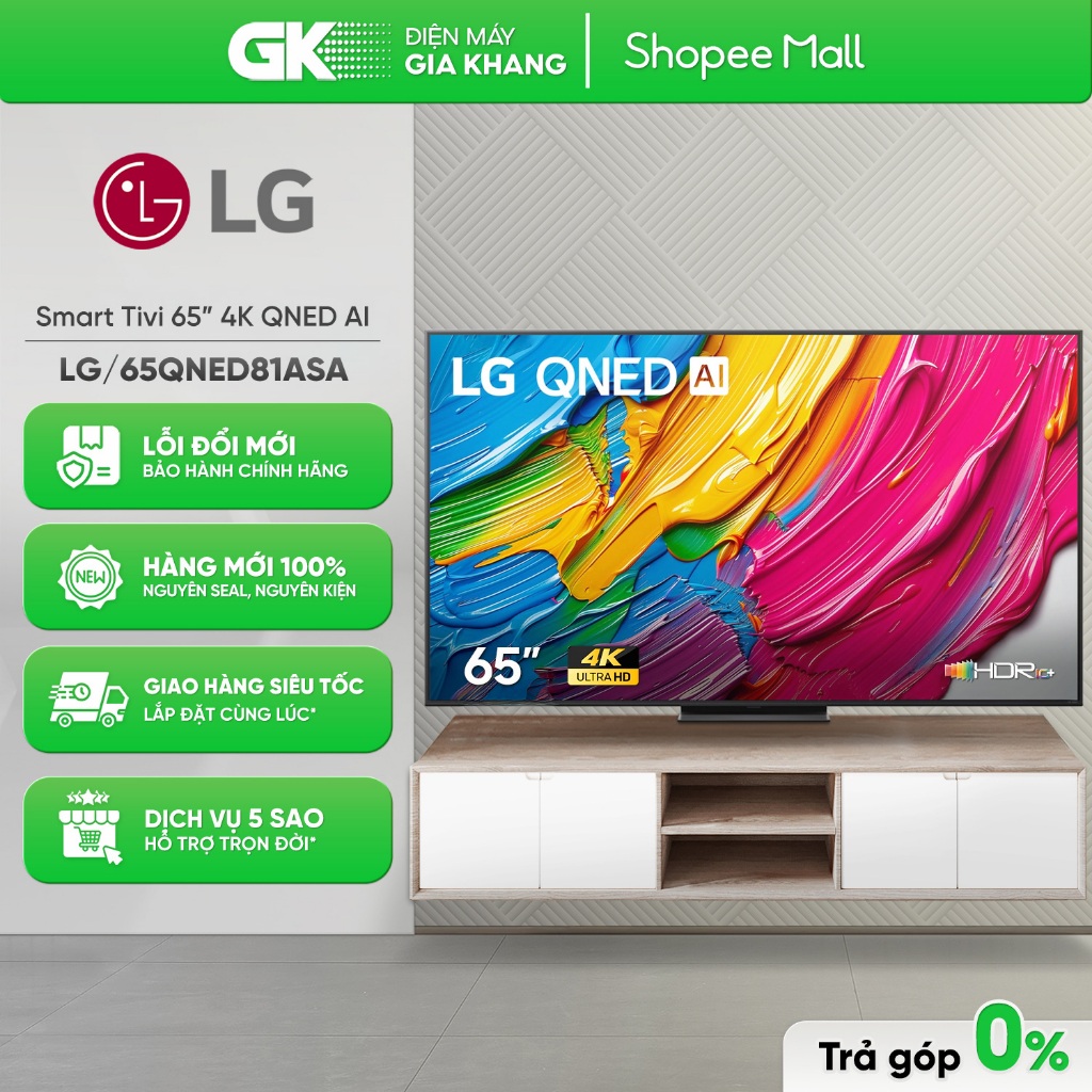 65QNED81ASA Smart Tivi LG QNED AI 4K 65 Inch 65QNED81ASA {Miễn Phí Lắp TV Để Bàn HCM}