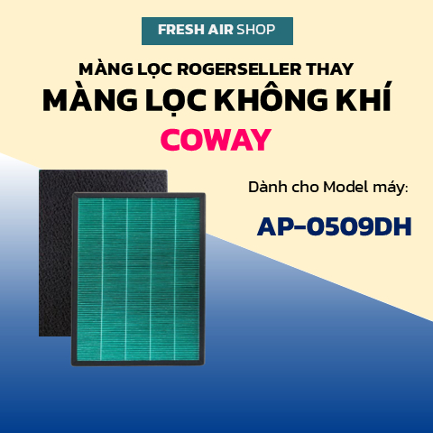 Màng Lọc Không Khí Rogerseller® tương thích Coway Aires (5) AP-0509DH, Màng lọc Hepa Coway, lõi lọc 
