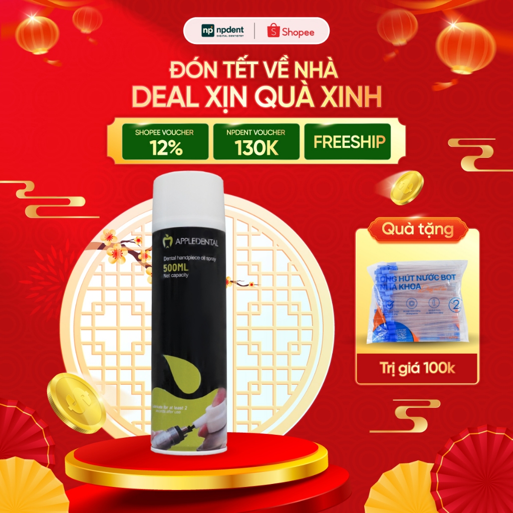 Xịt tra dầu tay khoan Apple Dental NPDENT giúp tay khoan hoạt động ổn định, trơn tru, dùng cho tất c