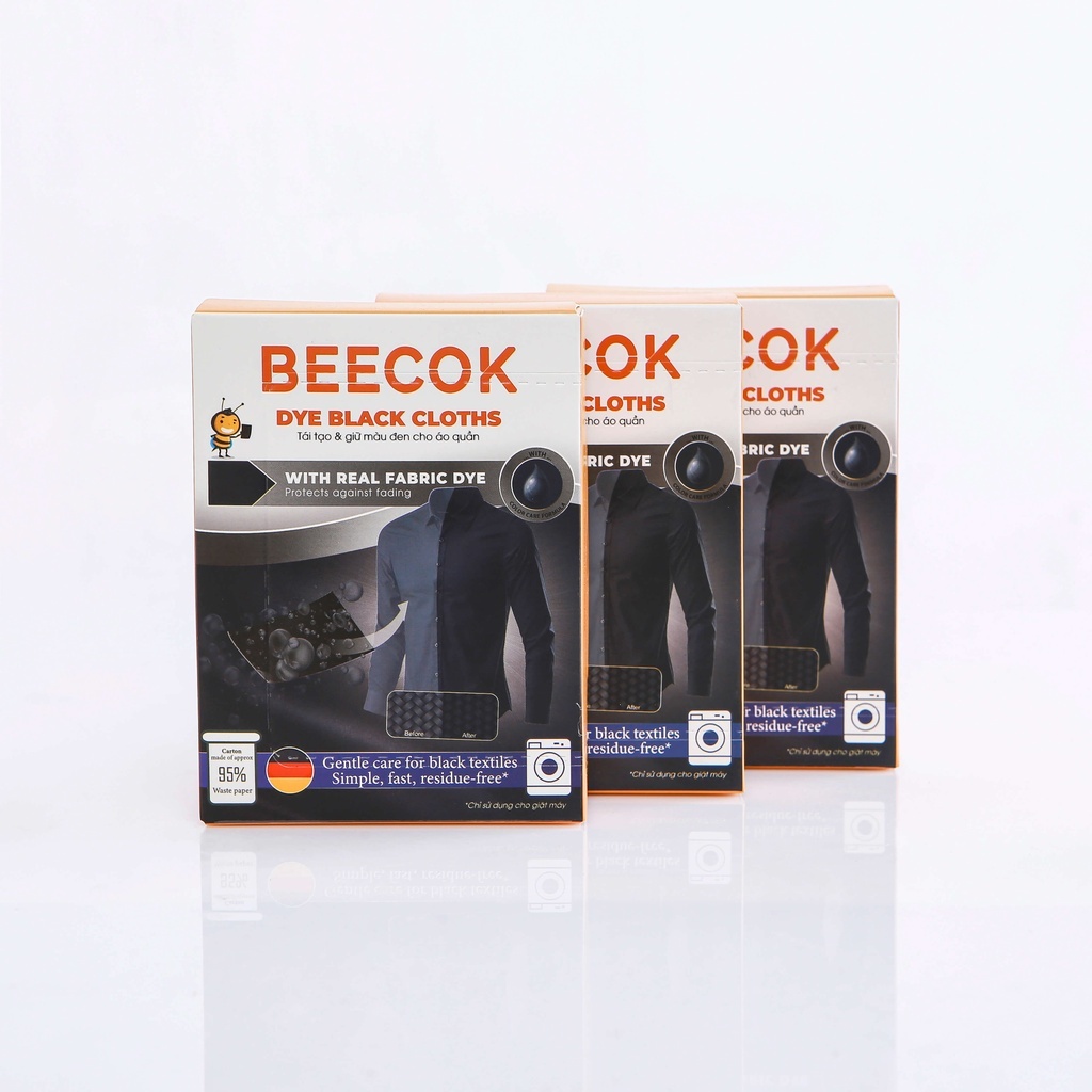 Lẻ 1 tờ giấy giặt đen Beecok, Giấy đen giúp giữ màu và tái tạo màu đen bạc màu