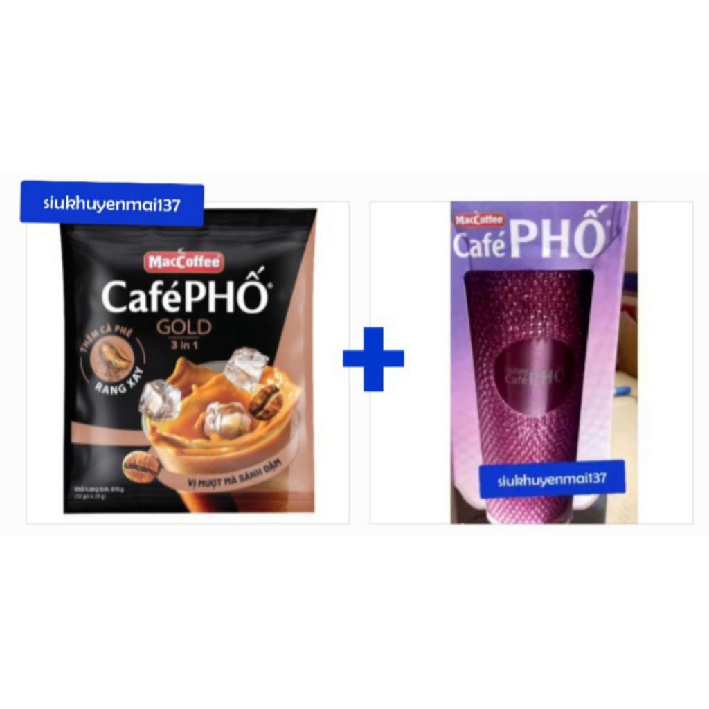Túi 30 gói cà phê Phố Gold Maccoffee gói 29g sữa ,hsd:1/4/2027