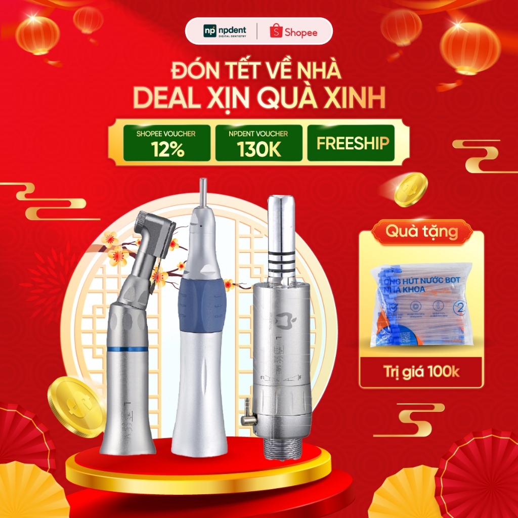 Tay Khoan Chậm NPDENT APPLE DENTAL GREEN L-M4, Độ Ồn Thấp 65dB - Bảo Hành Chính Hãng 3 Tháng