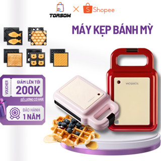 Máy Kẹp Bánh Mì Torsom, Yidpu Hẹn Giờ,Làm Bánh Waffle,Sandwich, Máy Nướng Bánh Máy Làm Bánh Cho Bé