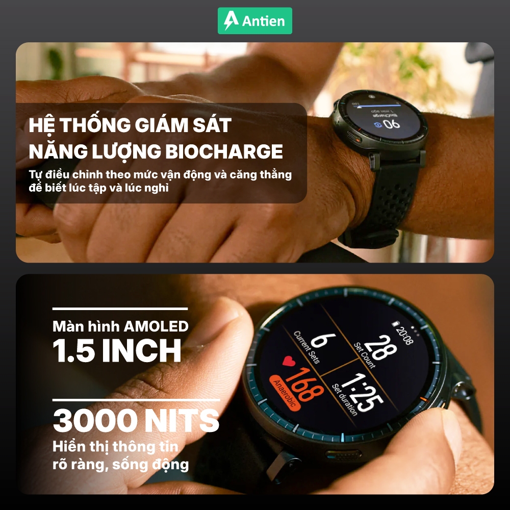 Đồng hồ Thể Thao Thông Minh Amazfit Active Max | Màn AMOLED 1.5 inch BioCharge |170 chế độ luyện tập | BigBuy360 - bigbuy360.vn