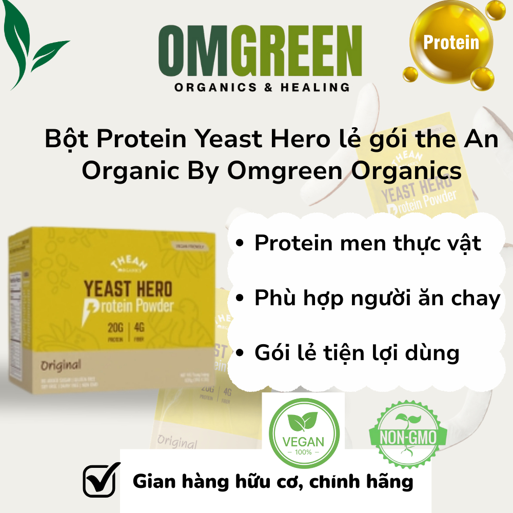 BỘT PROTEIN YEAST HERO GÓI LẺ – THE AN ORGANIC | PROTEIN THỰC VẬT LÀNH MẠNH