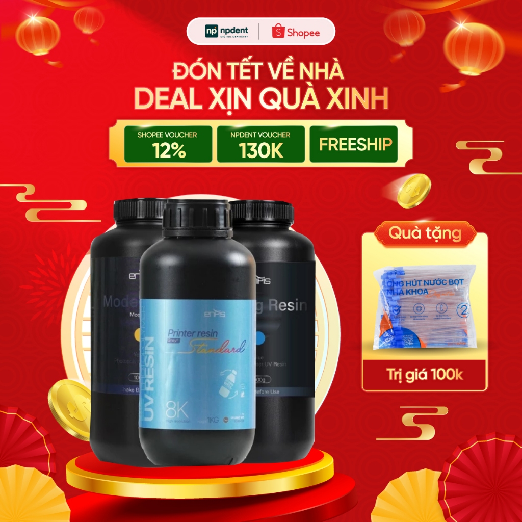 Nhựa In 3d Resin Nha Khoa Enpis NPDENT, Đa Dạng Phục Hình, Bước Sóng 405nm, Phù Hợp Máy In LCD/DLP, 