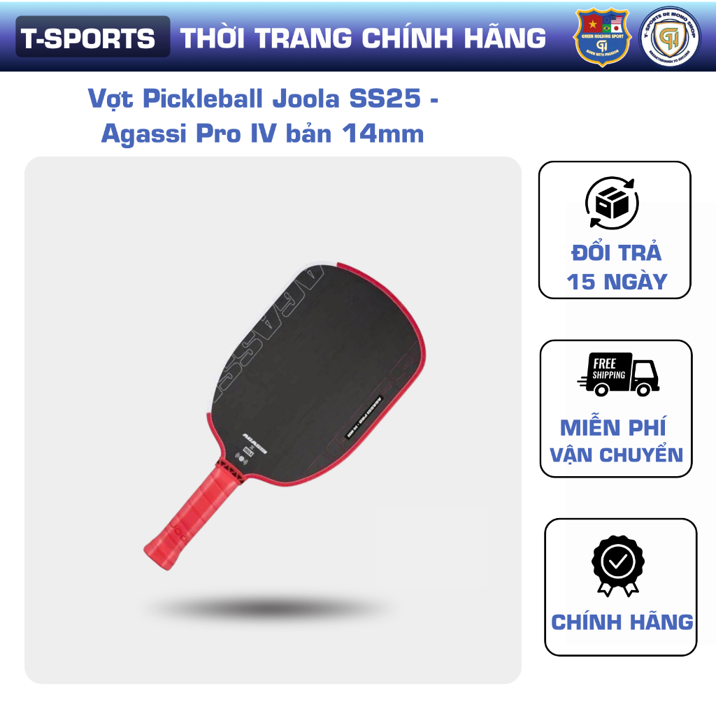 Vợt Pickleball Joola SS25 - Agassi Pro IV bản 14mm - Tấn Công + Kiểm Soát Cao