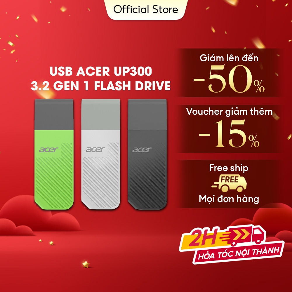 USB Acer UP300 64GB|128GB|256GB, Chuẩn 3.2 Gen 1, Tốc độ đọc Upto 120 MB/s Chính hãng BH 5 năm 1 ĐỔI 1