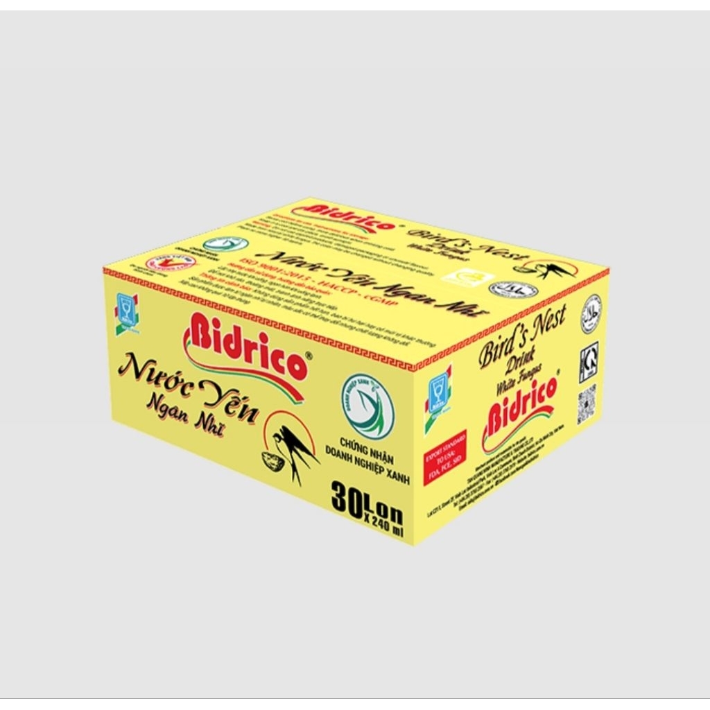 Nước yến ngân nhĩ Bidrico thùng 24 lon 240ml