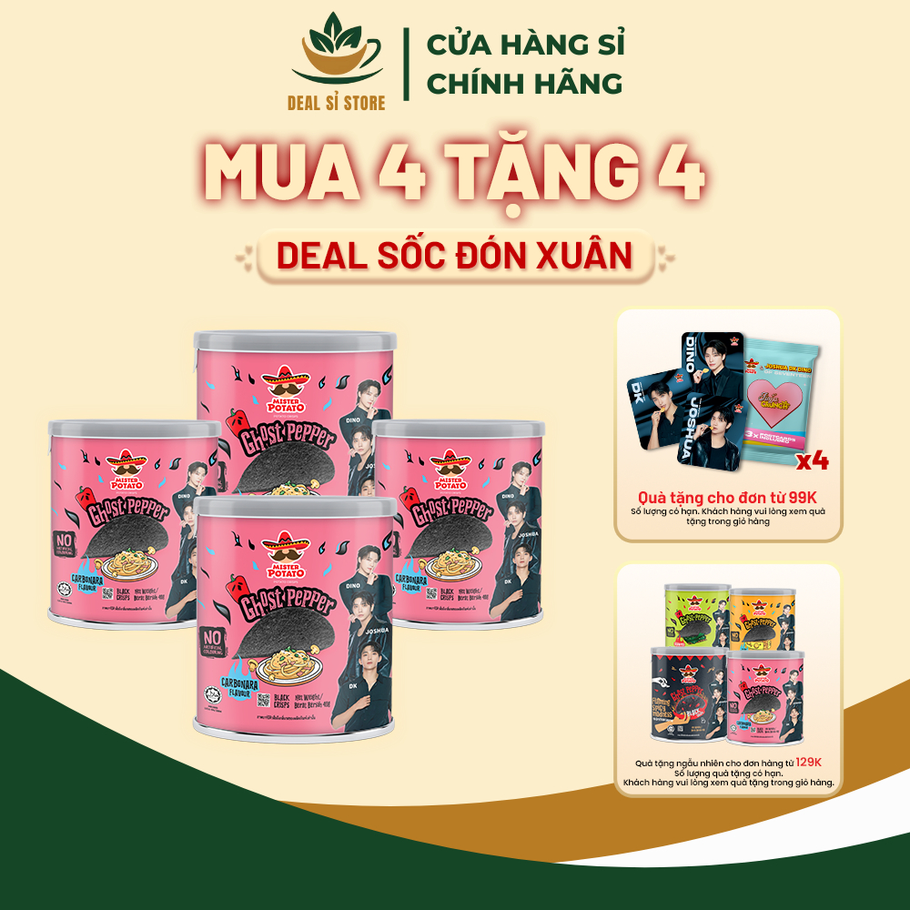 Combo 4 Khoai Tây Mister Potato Ghost Pepper Vị Ớt Carbonara 40G