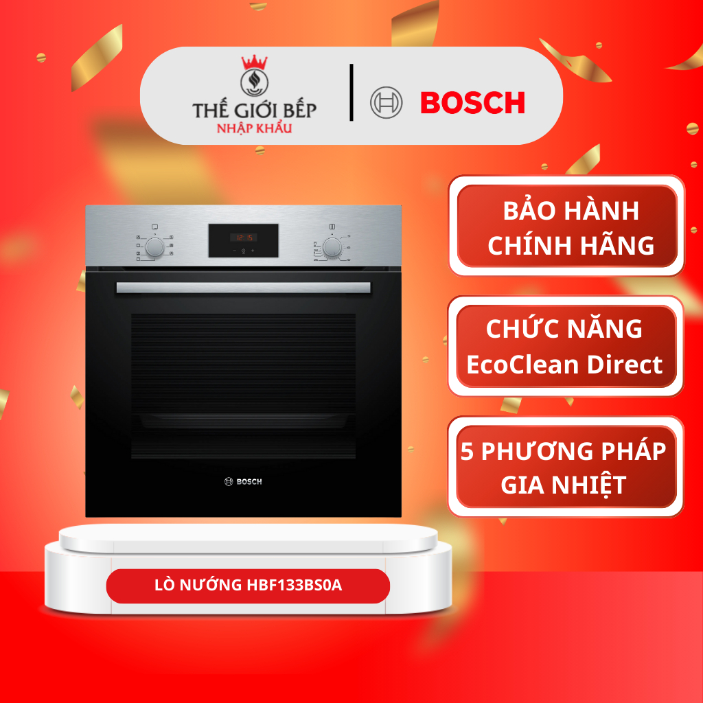 Lò nướng Bosch HBF133BS0A - Âm tủ 66 L, 5 chế độ nướng, EcoClean Direct