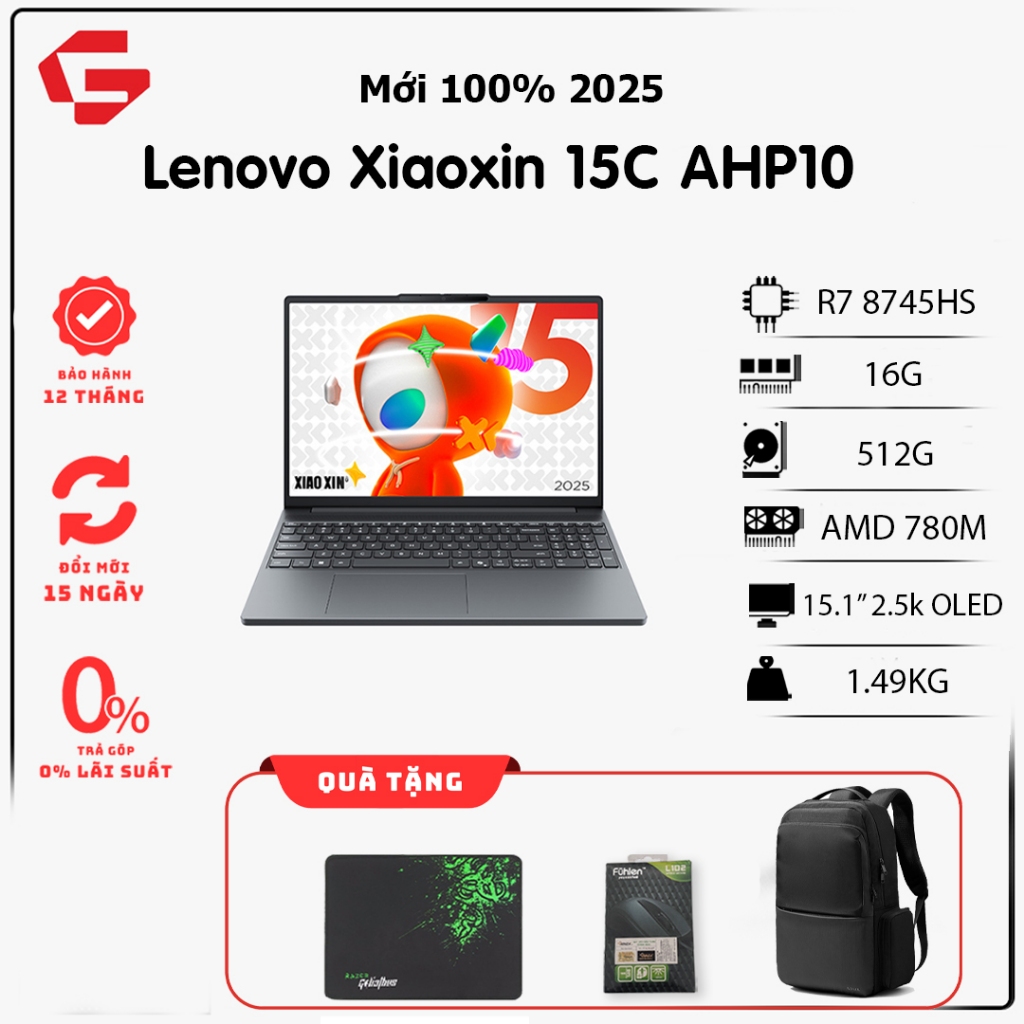 [Full VAT] Laptop Lenovo XiaoXin 15C AHP10 (Ryzen 7 8745HS | 16GB | 512GB | 15.1" 2.5K OLED 165Hz)