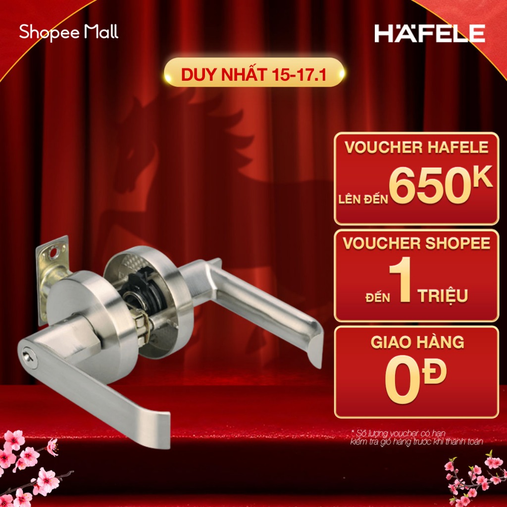 Tay cửa, Khóa tay nắm gạt cho cửa phòng vệ sinh/ Cửa phòng Hafele 911.63.226/ 911.63.222