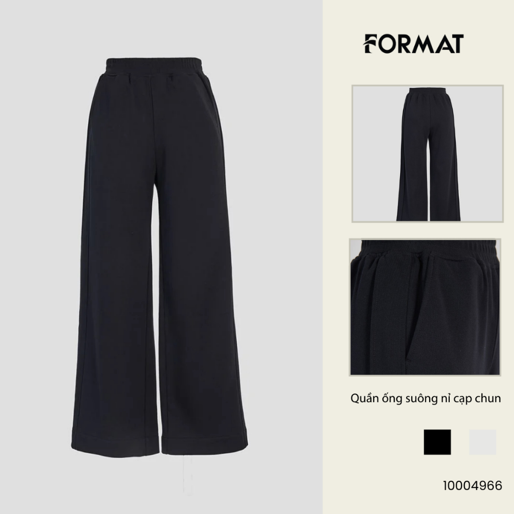 Quần dài nữ Format 10004966 ống suông nỉ cạp chun thời trang thu đông chất liệu vải nỉ